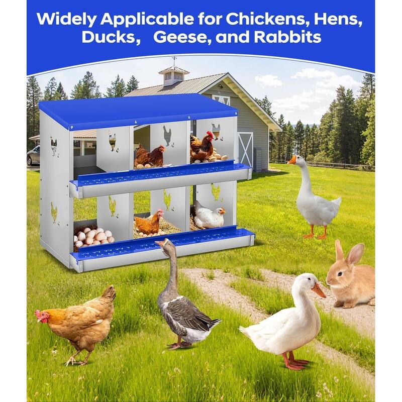 6 Compartment Nesting Box, Chicken Laying Box, Easy to Clean and Install