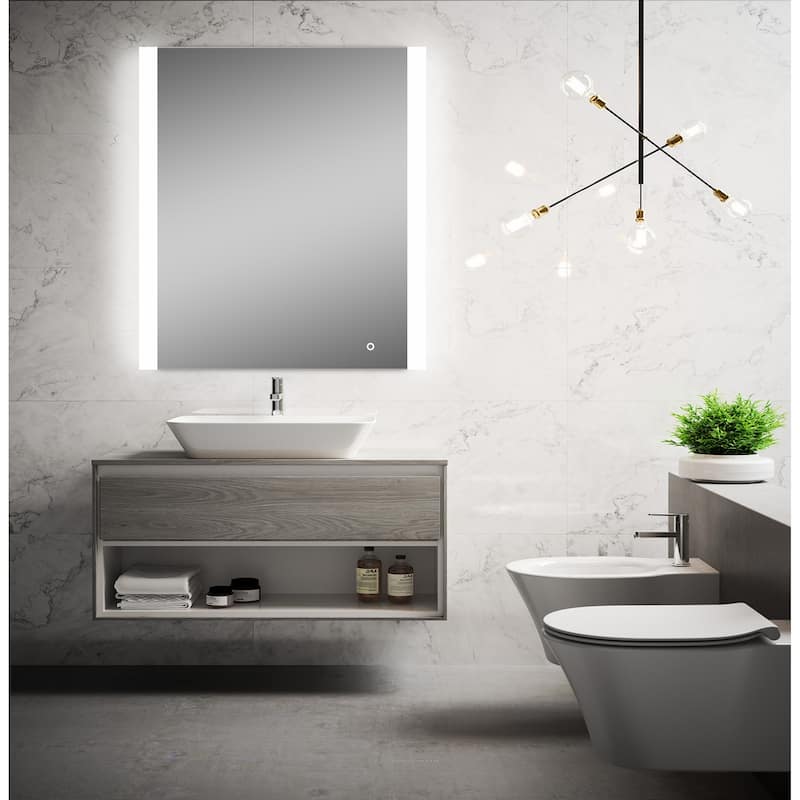 Miseno MM3236LED Athena 32" W x 36" H Rectangular Glass Frameless