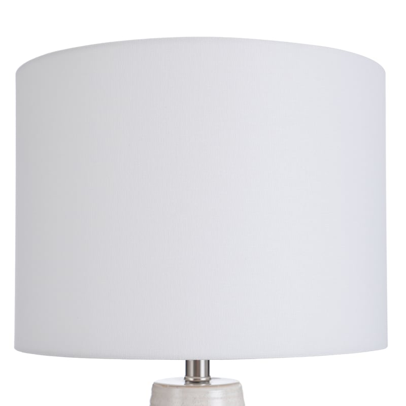 Evian - Two-Tone Ceramic Table Lamp - Speckled Cream, Greige Finish - Brushed Silver Base - White Linen Shade