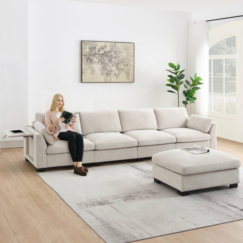 L-Shape with Folding Table and Dual-Port Charging