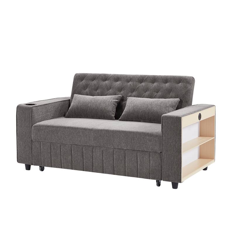 Pull-Out Sofa Bed Convertible Couch Loveseat Sofa Modern Sleeper Sofa With Adjustable Backrest
