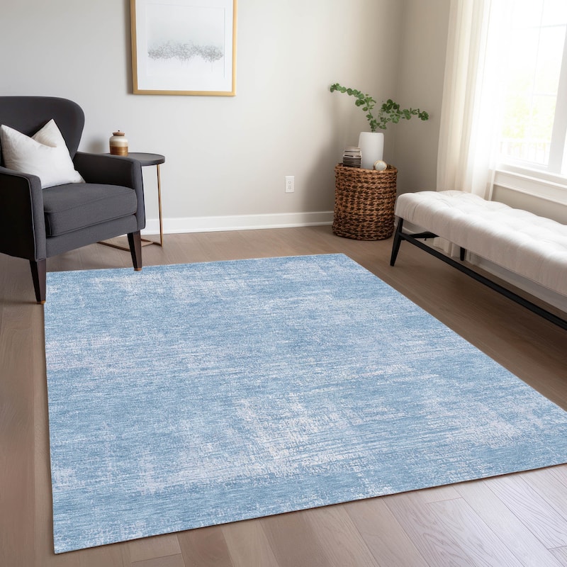 Machine Washable Indoor/ Outdoor Chantille Abstract Solid Rug