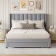 preview thumbnail 1 of 16, Full Size Storage Bed Velvet Upholstered Platform Bed with a Big Drawer High quality bed Grey