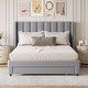 preview thumbnail 38 of 50, Gray Full Velvet Upholstered Bed with Large Storage Drawer - Luxurious Design
