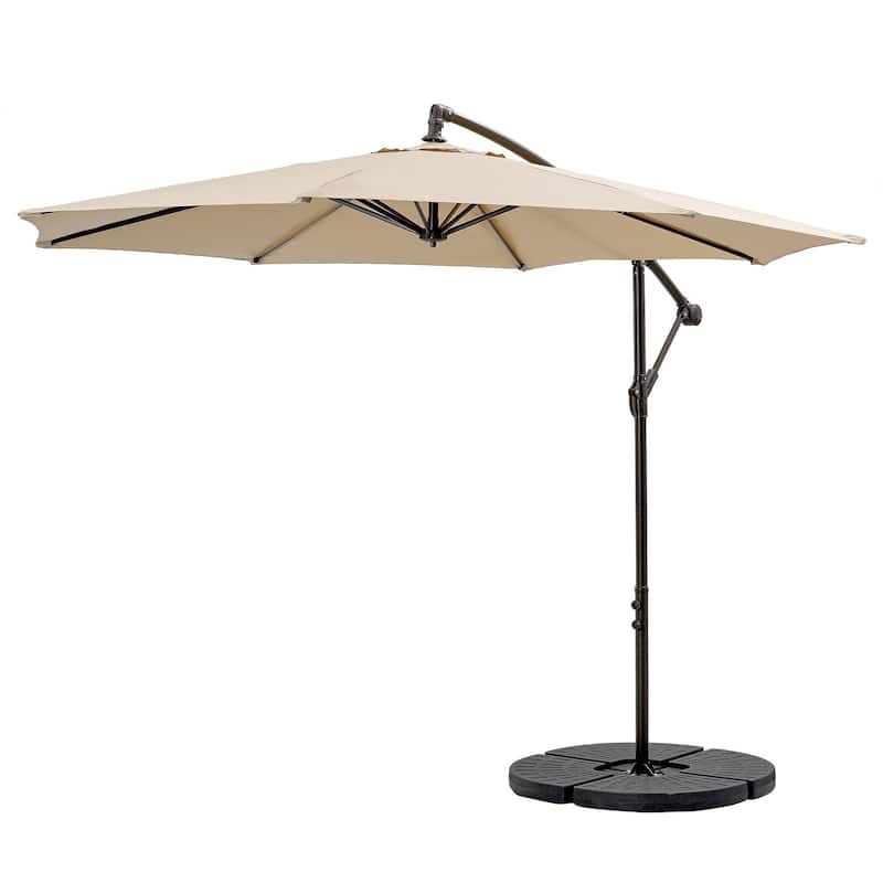 Cantilever Umbrella with Base included, Outdoor Offset Umbrella with Weighted Base for Patio Garden Backyard
