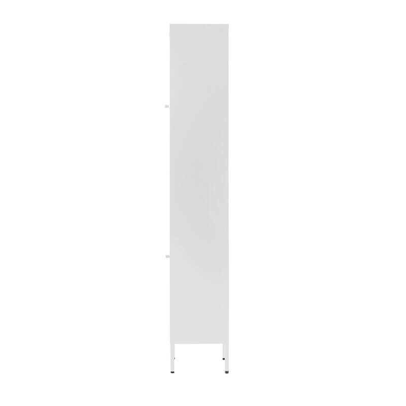 Avish 71-inch White Two Clear Door Metal Cabinet