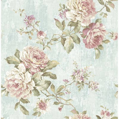 Seabrook Designs Cloelia Blooming Roses Unpasted Wallpaper