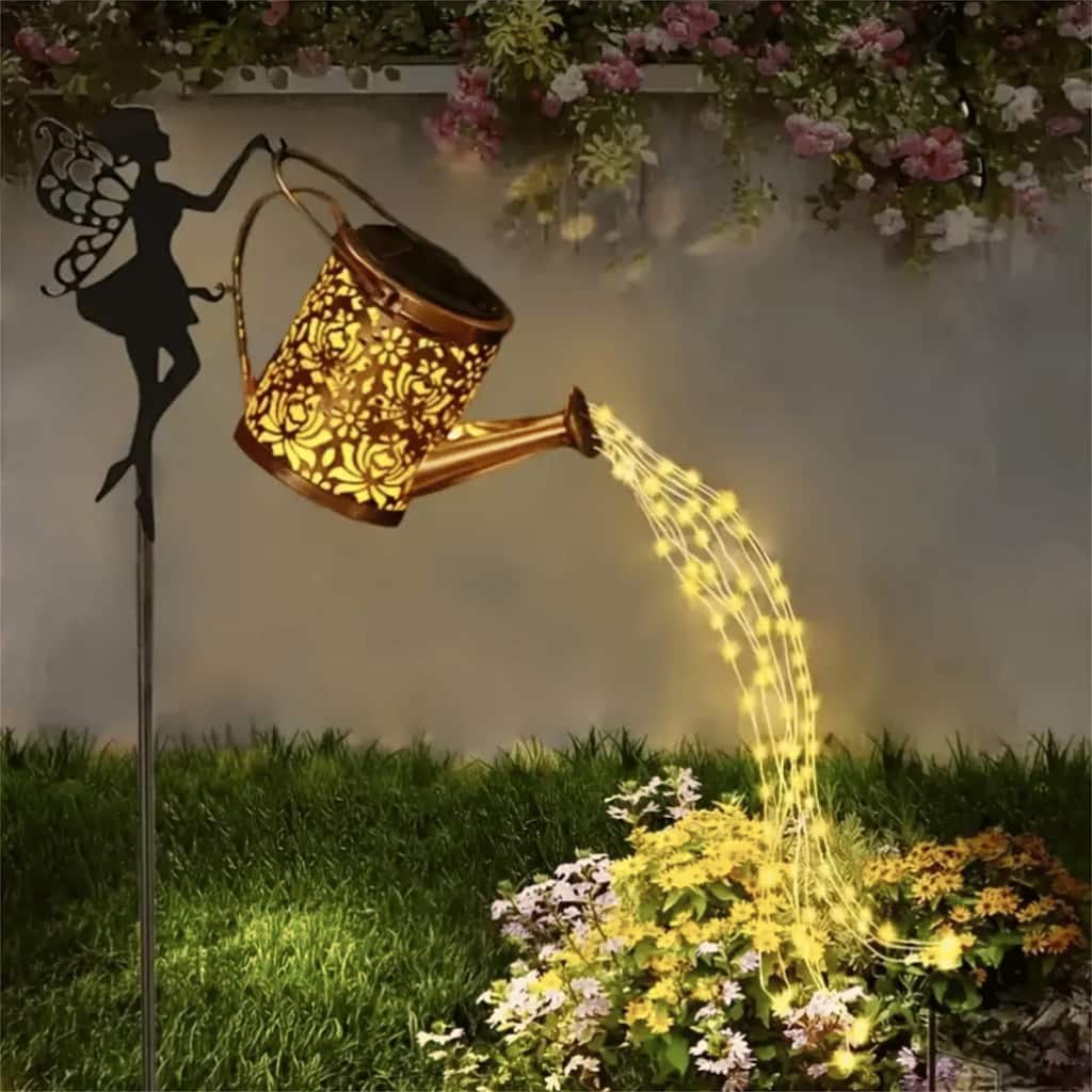 Warm light 1 PCS Fairy Garden Decor Light with Solar Watering Can