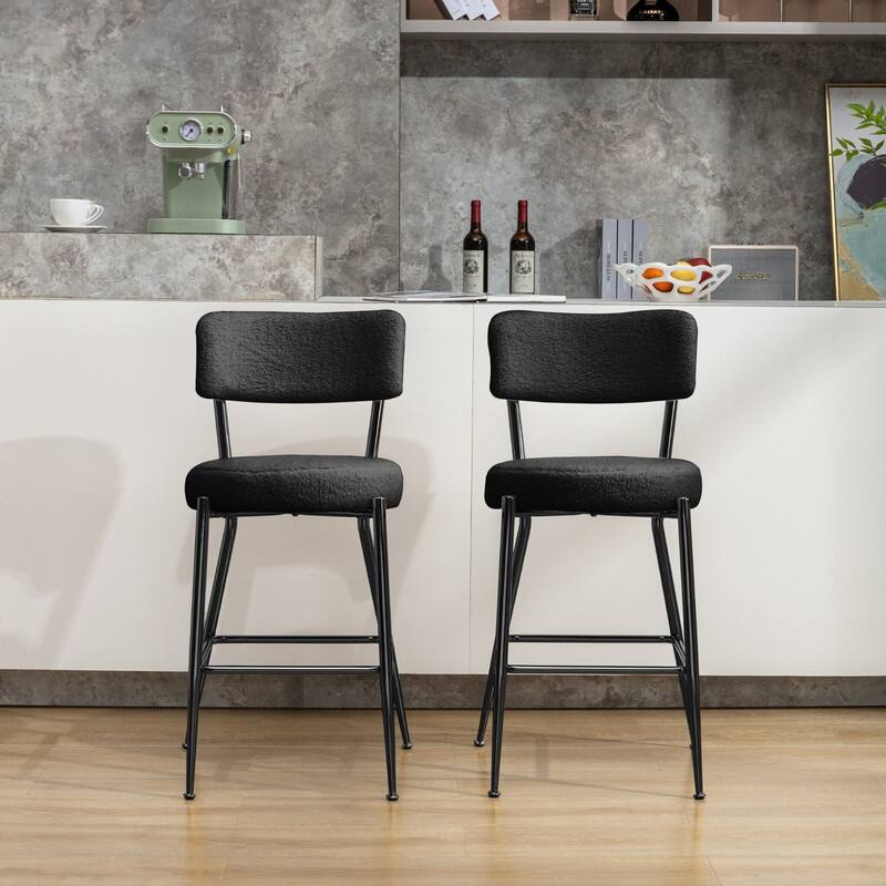 Mixoy 24"Counter Height Modern Teddy Fleece Bar Stools with Metal Legs