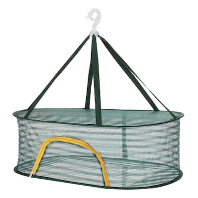 Folded Mesh Clothes Hanging Dryer, Sweater Drying Rack, Dark Green - Dark Green