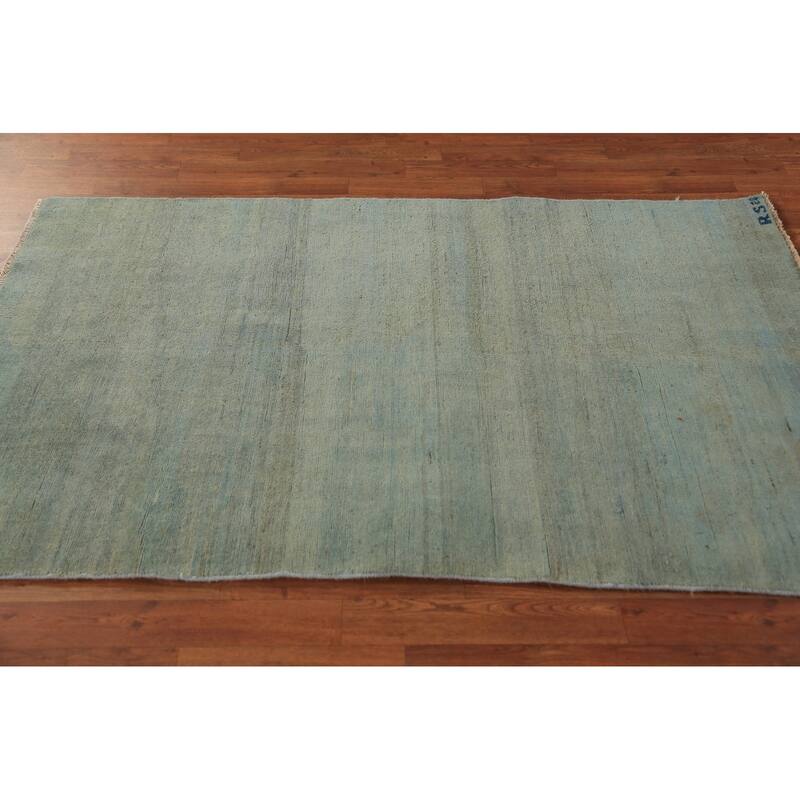 Green & Blue Modern Gabbeh Oriental Area Rug Handmade Wool Carpet - 3'9" x 5'11"