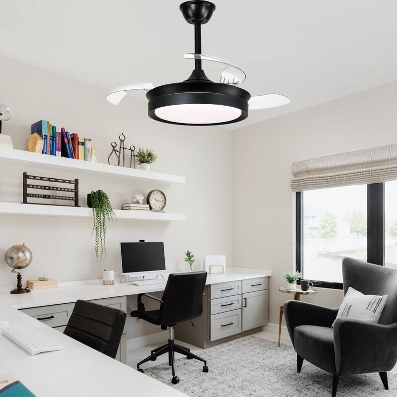 Oaks Aura Modern 36in. LED Light Memory Retractable Ceiling Fan with Light, 6-Speed,Dc Motor Technology, Remote Control