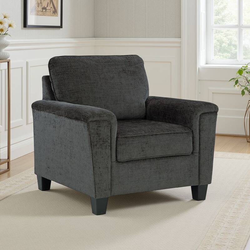 Erin Accent Armchair, Modern Tapered Legs, Plush Dark Gray Polyester