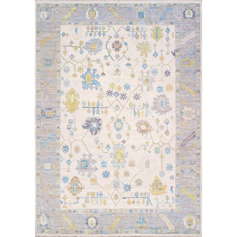 Pasargad Home Oushak Hand-Knotted Wool Ivory Area Rug - 10' 2'' X 14' 5'' - 10' 2'' X 14' 5''