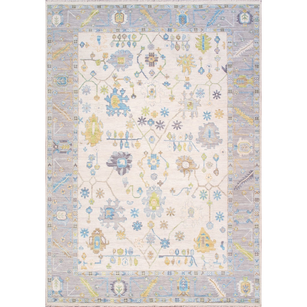 Pasargad Home Oushak Hand-Knotted Wool Ivory Area Rug - 10' 2'' X 14' 5''