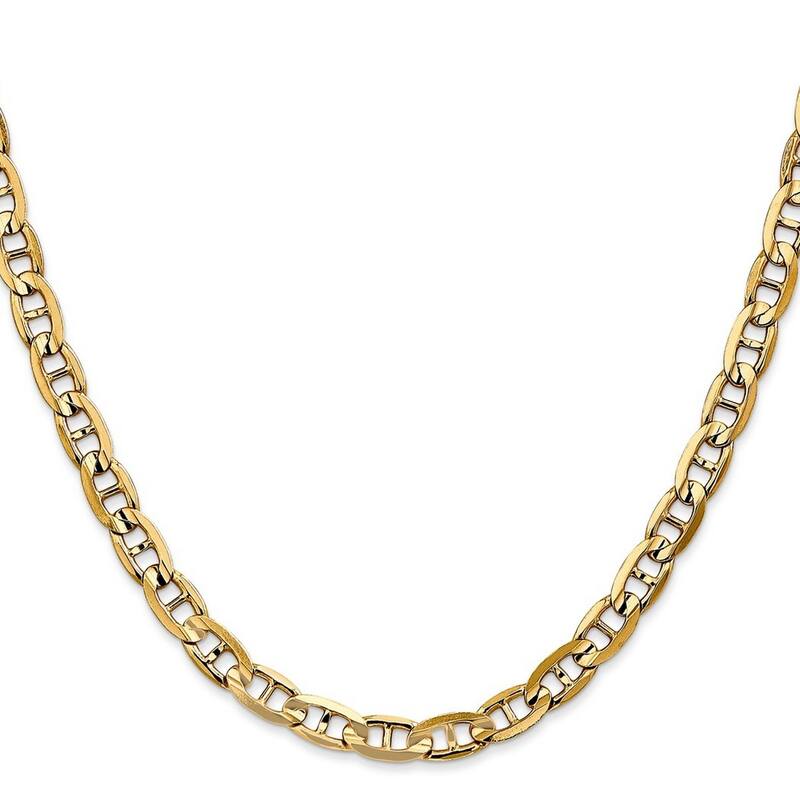 Curata 14k Yellow Gold 5.25mm Concave Mariner Anchor Chain Bracelet