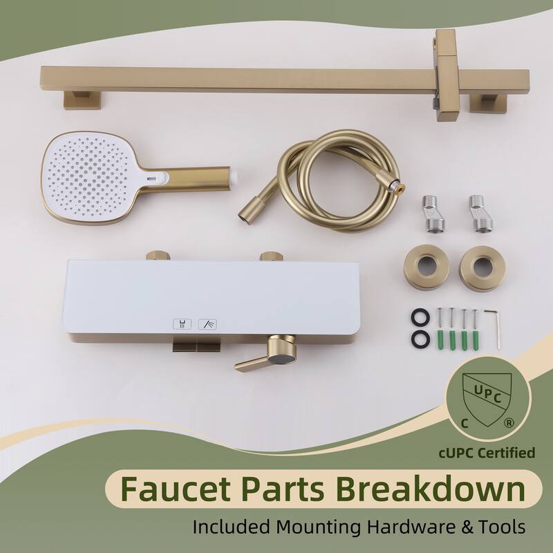 Modland Bathtub Faucet 2-Function Shower System with 3 Modes Handheld Shower,Height Adjustable Shower Slide Bar