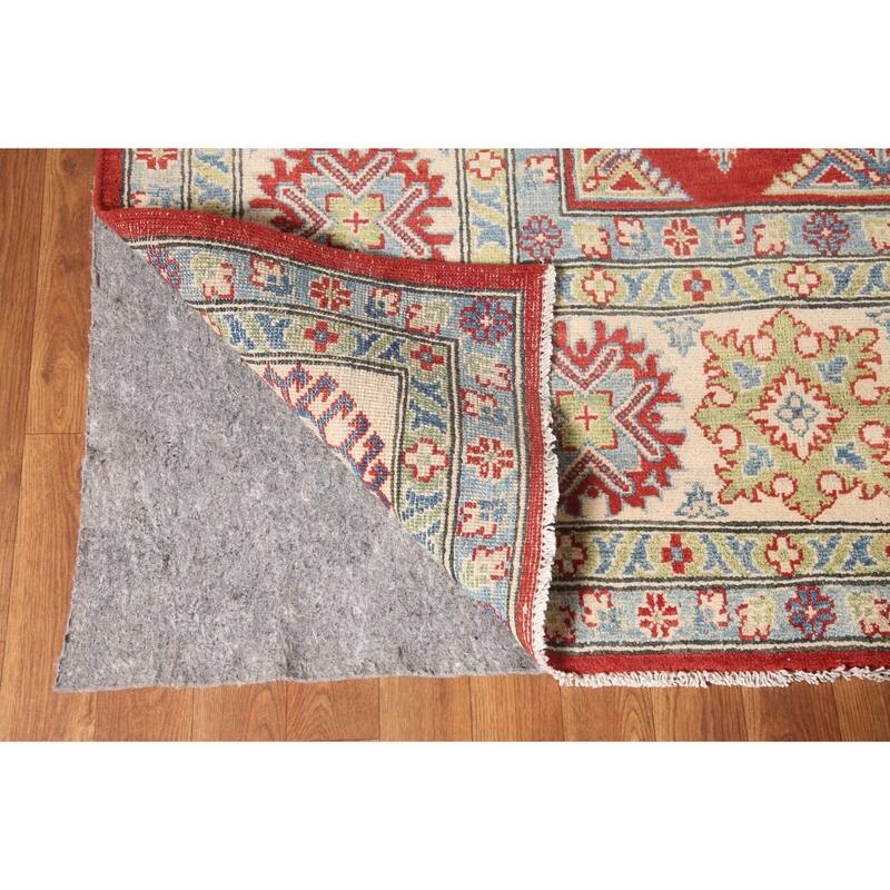 Red Geometric Kazak Oriental Area Rug Handmade Wool Carpet - 9'0" x 11'5"