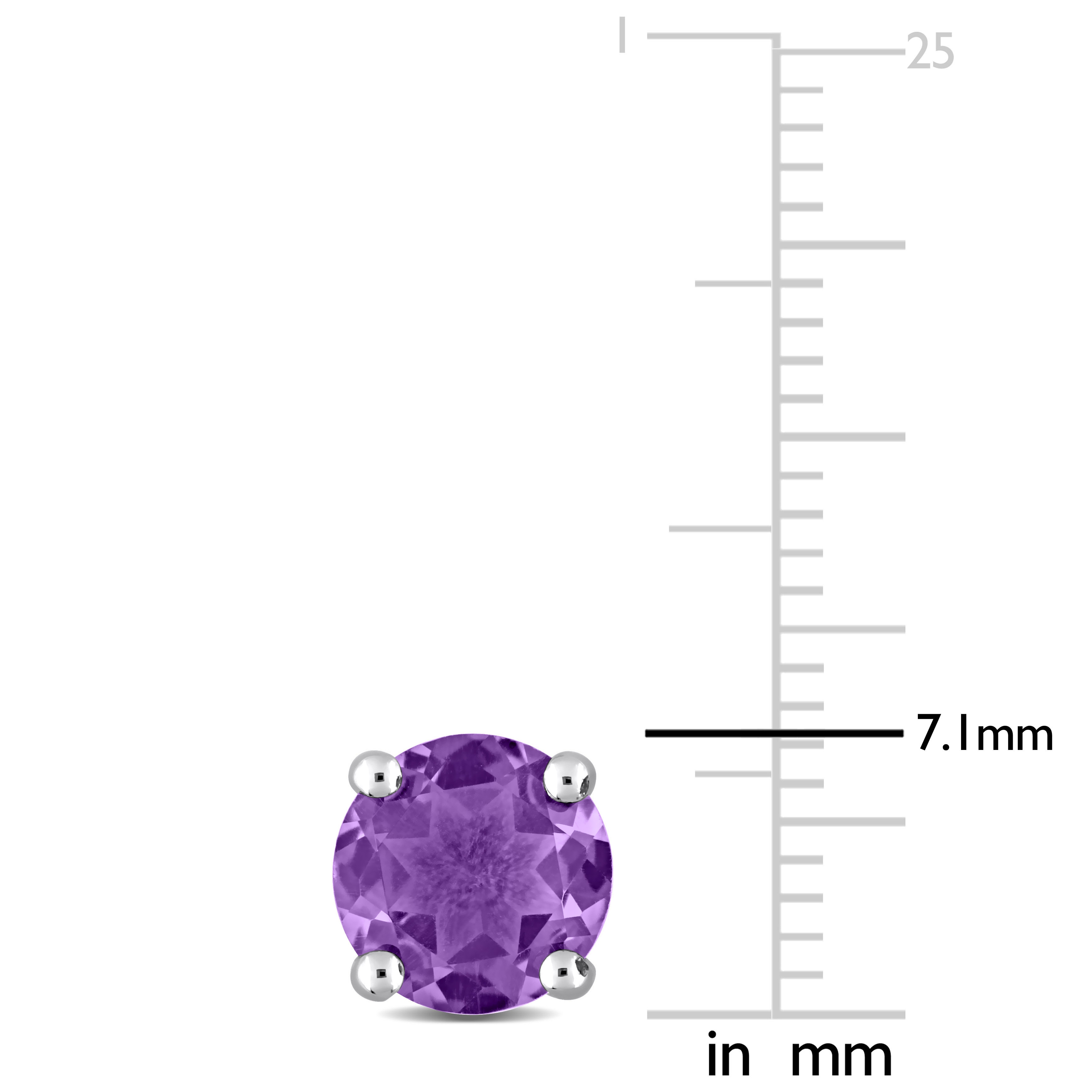 Miadora Amethyst Birthstone Solitaire Stud Earrings in Sterling Silver