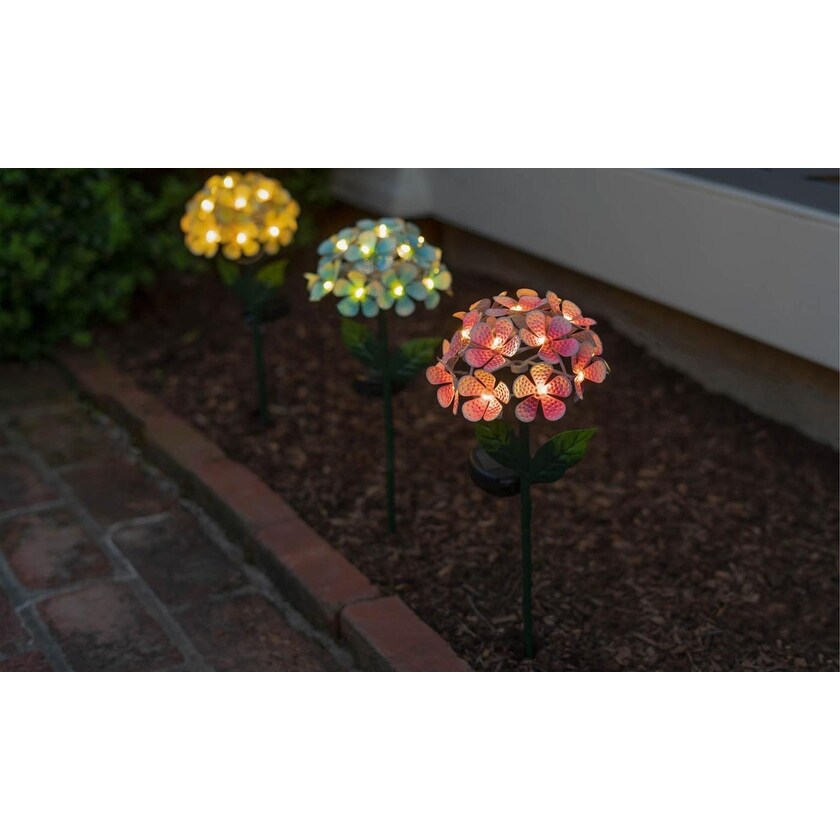 Shop Solar Led Metal Flower Stake Lights 3 Colors Overstock 28359266