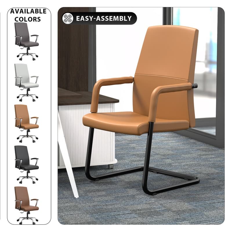 LeisureMod Evander Modern Faux Leather Office Chair with Aluminum Frame
