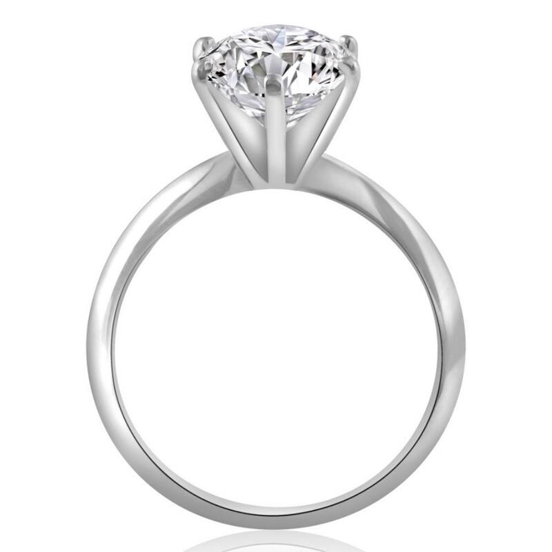 VS 3CT Platinum Oval Diamond 6-Prong Solitaire Engagement Ring Lab Grown