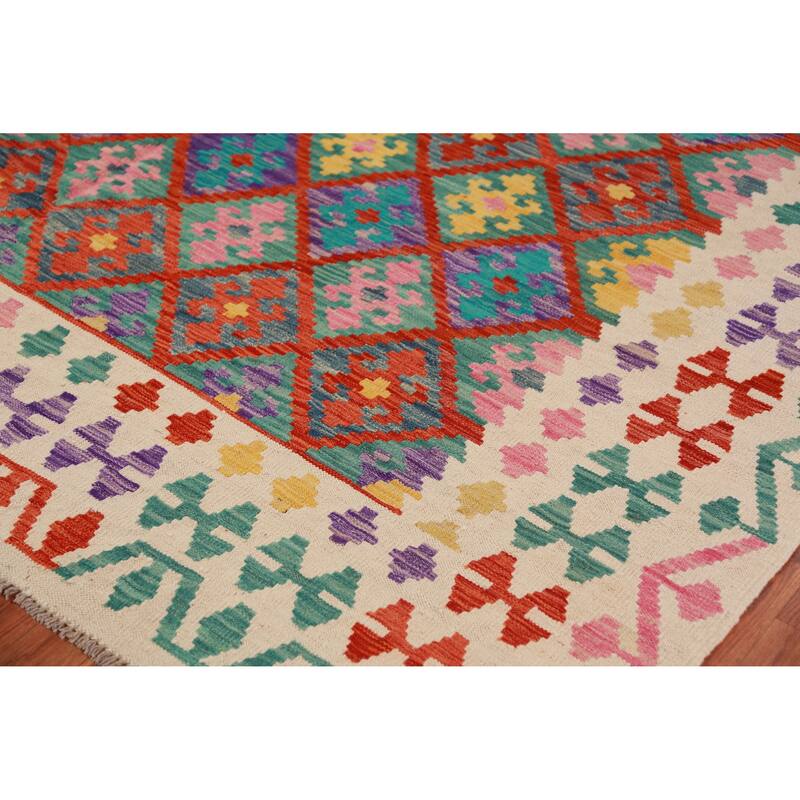Kilim Oriental Area Rug Flatweave Bedroom Wool Carpet - 8'3"x 9'8"