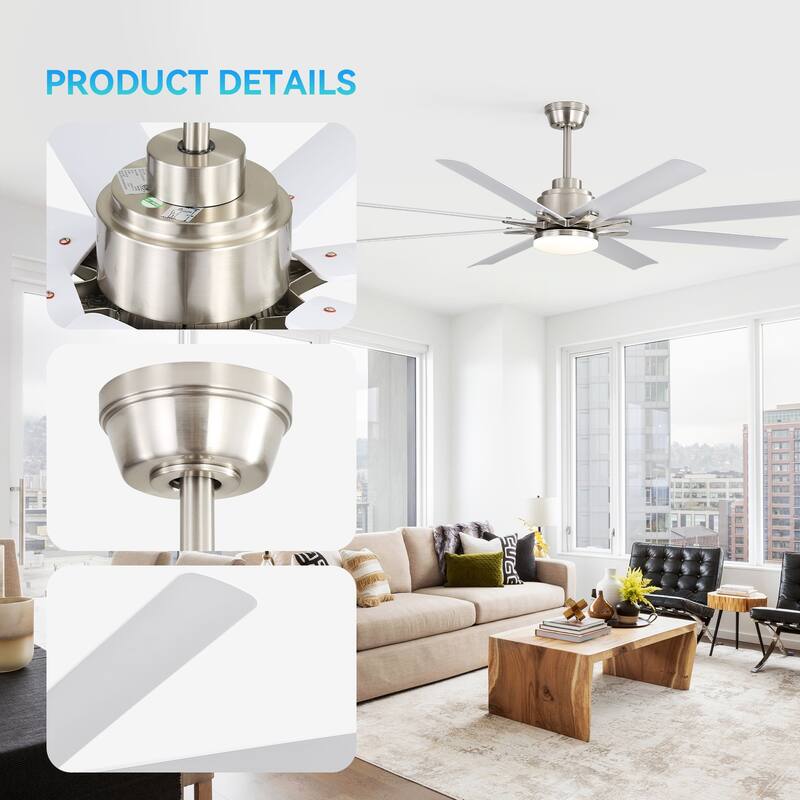 Modern Ceiling Fan With Light Smart Life APP Remote Control Timer For Alexa Google Bedroom Farmhouse