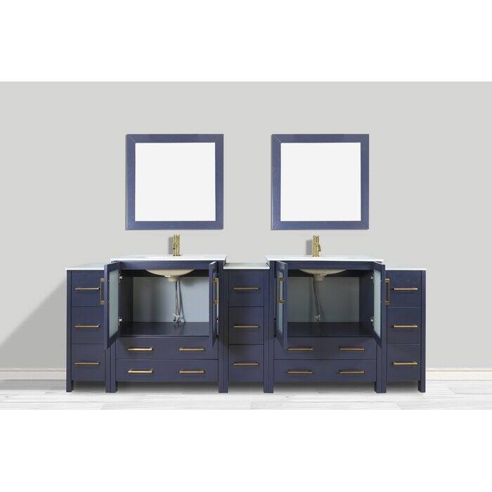 Vanity Art 84-Inch Double Sink Bathroom Vanity Set with Top and Free Mirrors - 84 X 18.1 X 35.8
