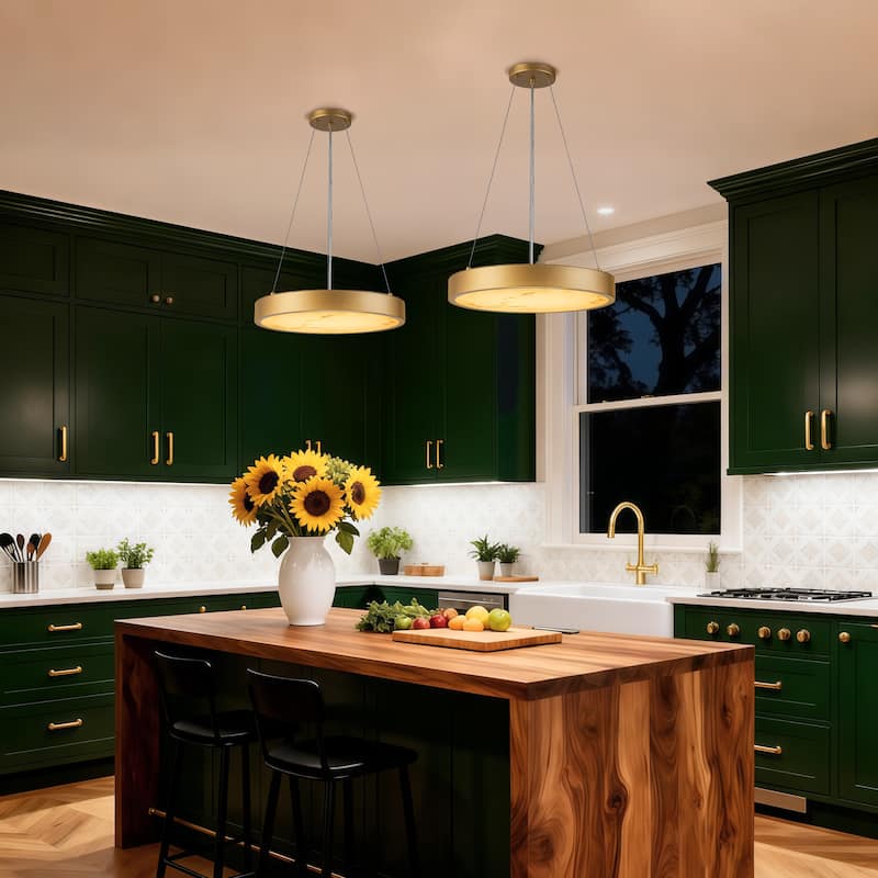 Starsky Alabaster Stone-look Resin Modern Gold LED Chandelier