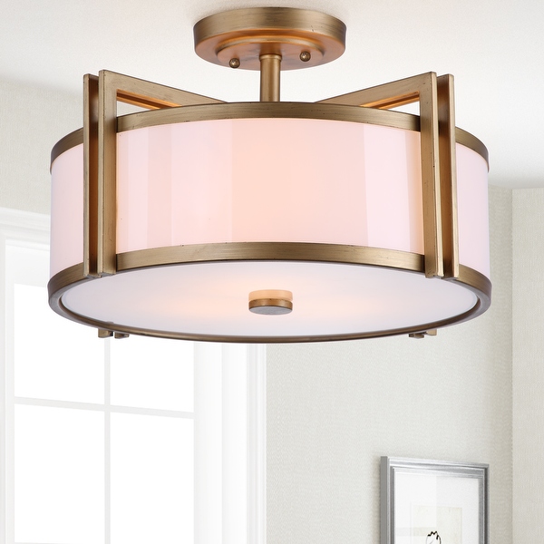 Safavieh 3 light clara semi flush drum light hotsell
