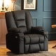 preview thumbnail 3 of 20, Mcombo Manual Swivel Glider Rocker Recliner Chair with Massage , USB Ports, 2 Side Pockets and Cup Holders, Faux Leather 8036