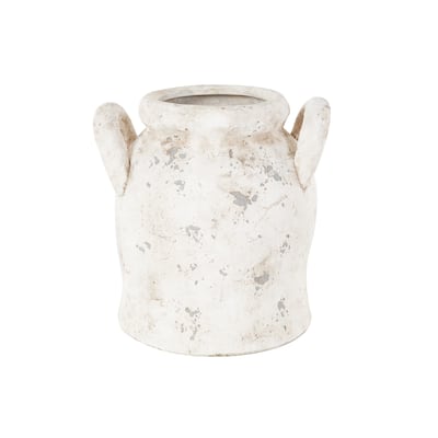 Ceramic Antique Style Distressed Vase with Handles - Cream or Pink - Roche River Decor