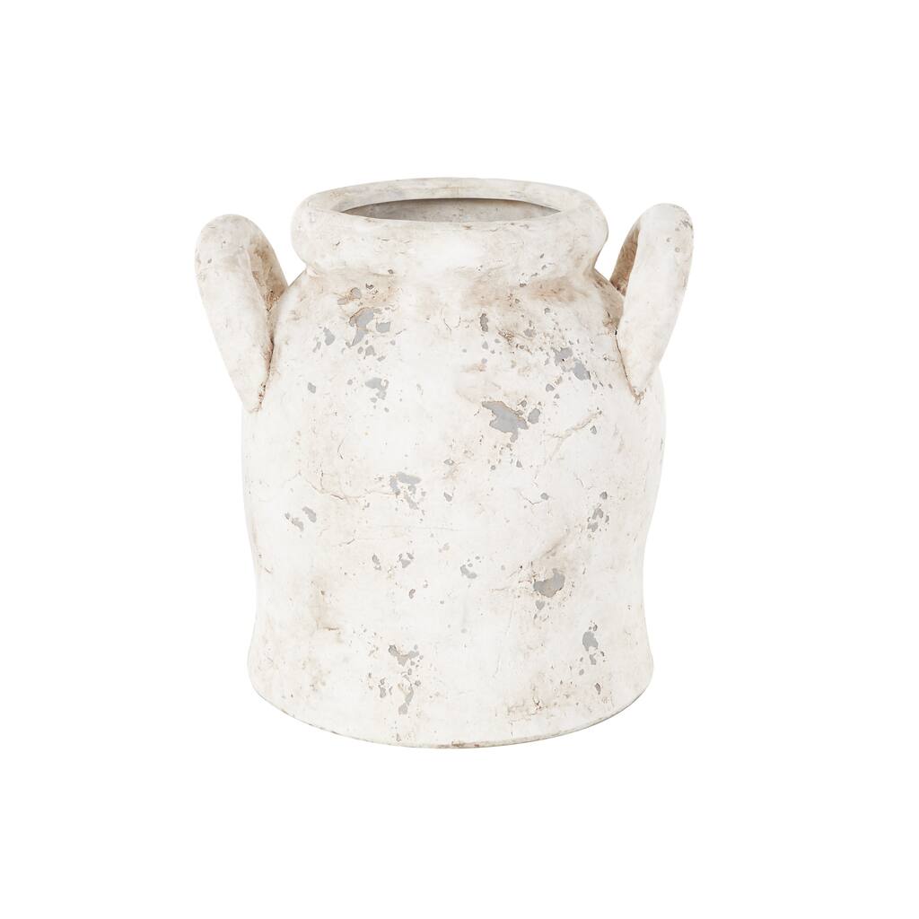 Ceramic Antique Style Distressed Vase with Handles - Cream or Pink - Roche River Decor