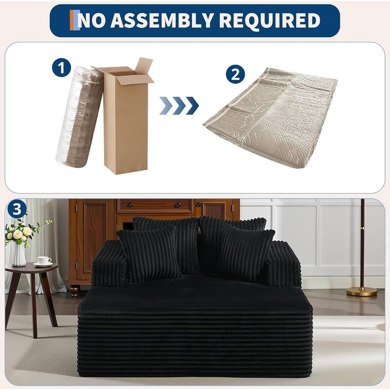 54.3"W Oversized Chaise Lounge Chair Indoor, with 4 Pillows