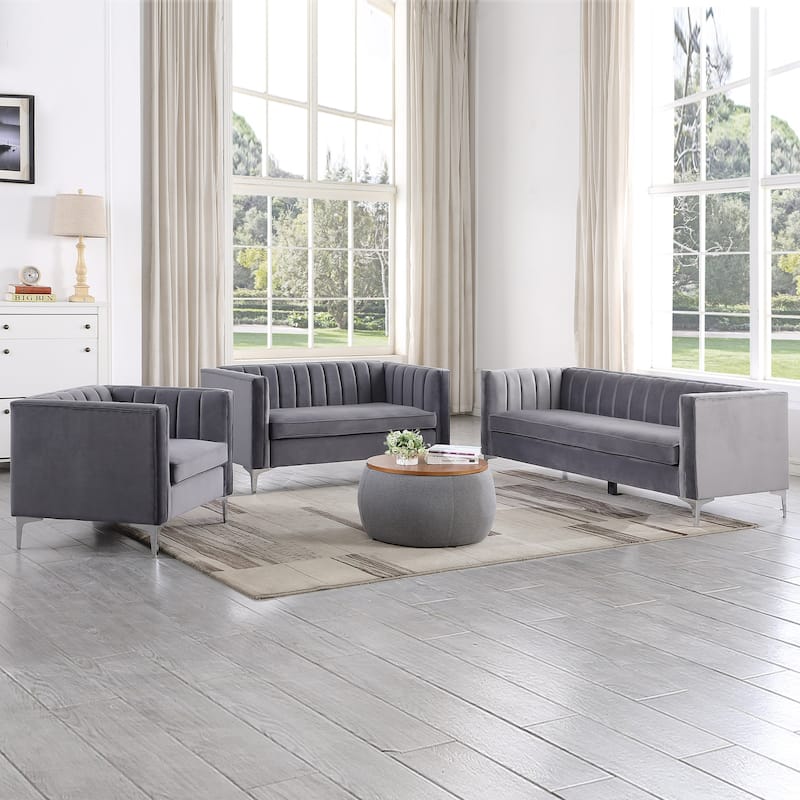 Morden Fort Living Room Furniture Sets Couches for Living Room, Chair, Couch and Sofa 3 Pieces, Fabric, Dutch Velvet