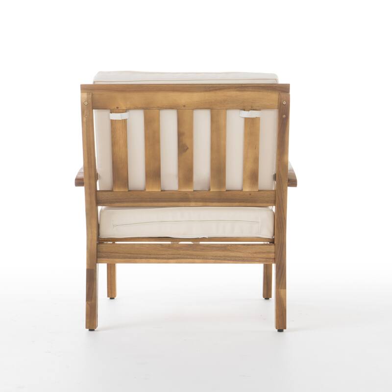 Roomfitters Outdoor Club Chair with Cushions, Durable Acacia Wood Frame and Weather-Resistant Seating