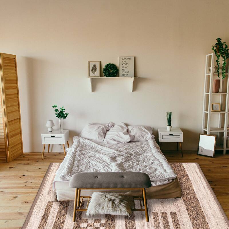 ECARPETGALLERY Hand-knotted Tangier Brown, Ivory Wool Rug - 8'0 x 10'0