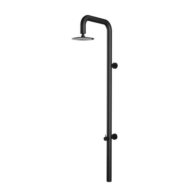 63"H 316 Stainless Steel Wall-Mounted Heavy-Duty Outdoor Shower - Matte Black