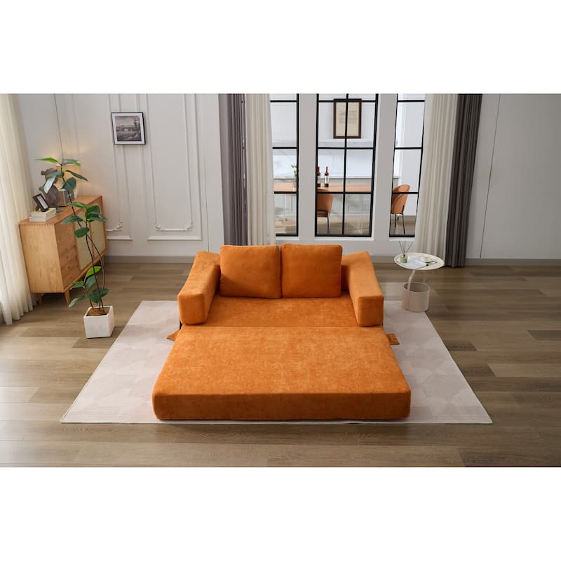Modern Minimalist Convertible Fold-Out Sofa Bed with Removable Backrest