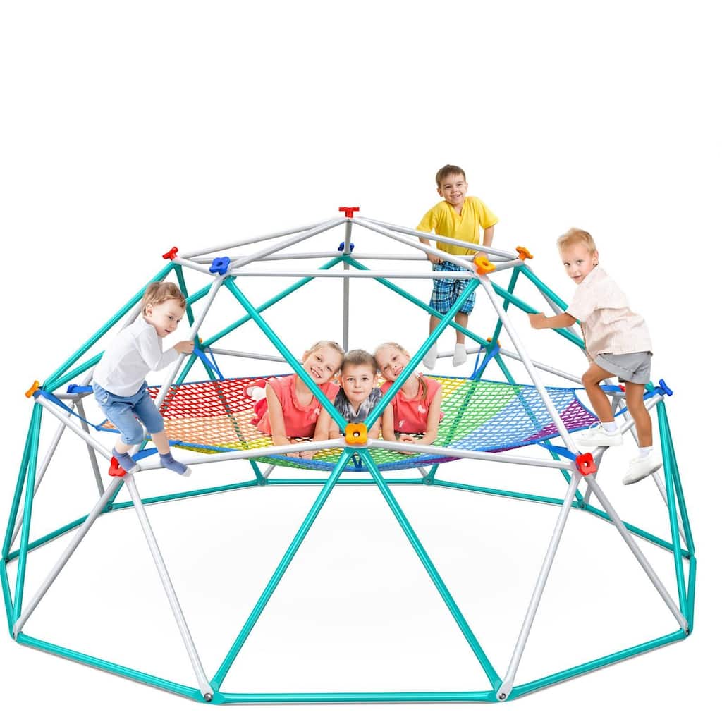 Hapfan Jungle Gym, Upgraded 10FT Climbing Dome with Netting Hammock Outdoor Play Equipment for Kids 3-12 - N/A