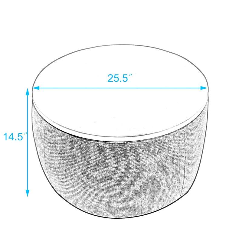 Round Storage Ottoman for End Table