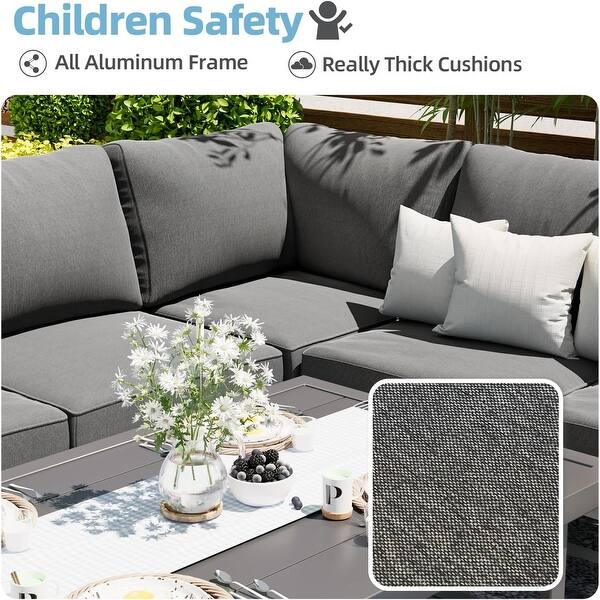 AECOJOY Aluminum Patio Furniture Set Outdoor Conversation Table and Chair