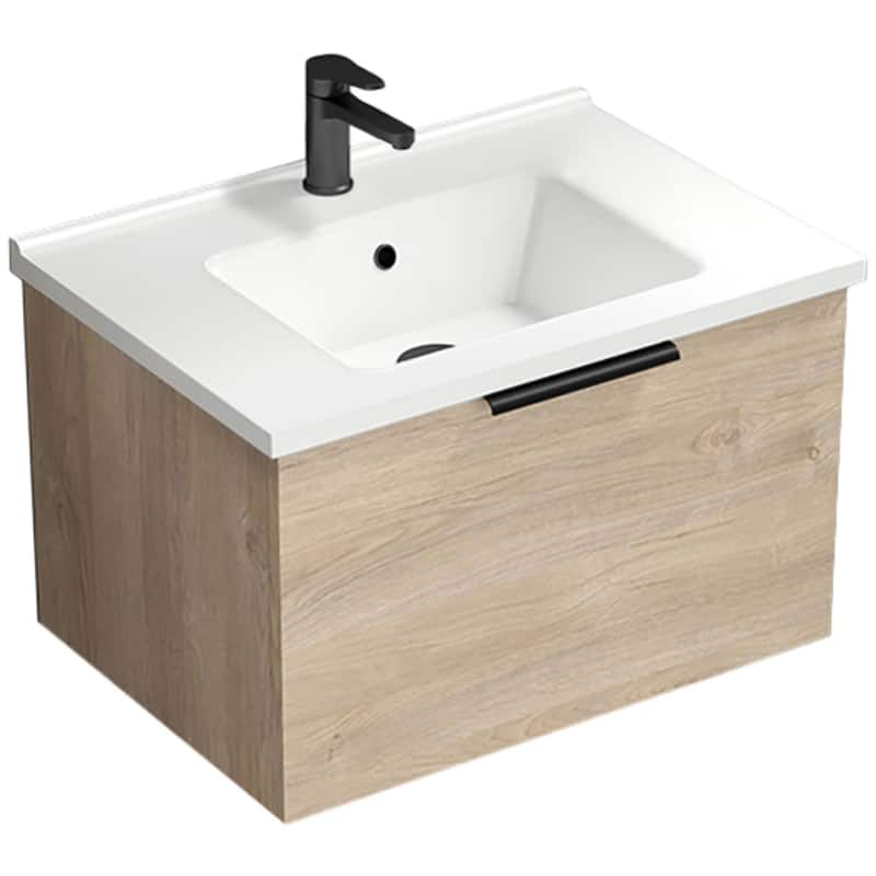 Nameeks Bodrum-2618-W Bodrum 24" Wall Mounted Single Basin Vanity Set - Brown Oak - Oak Finish