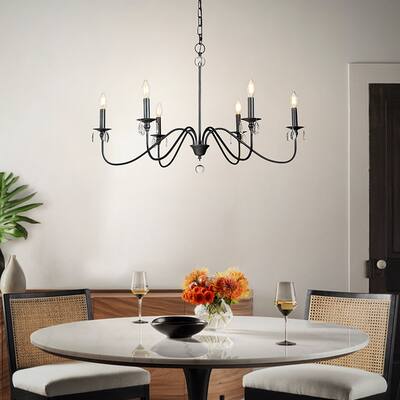 Modern Farmhouse 6-Lights French Country Chandelier For Dining Room - 35 in.