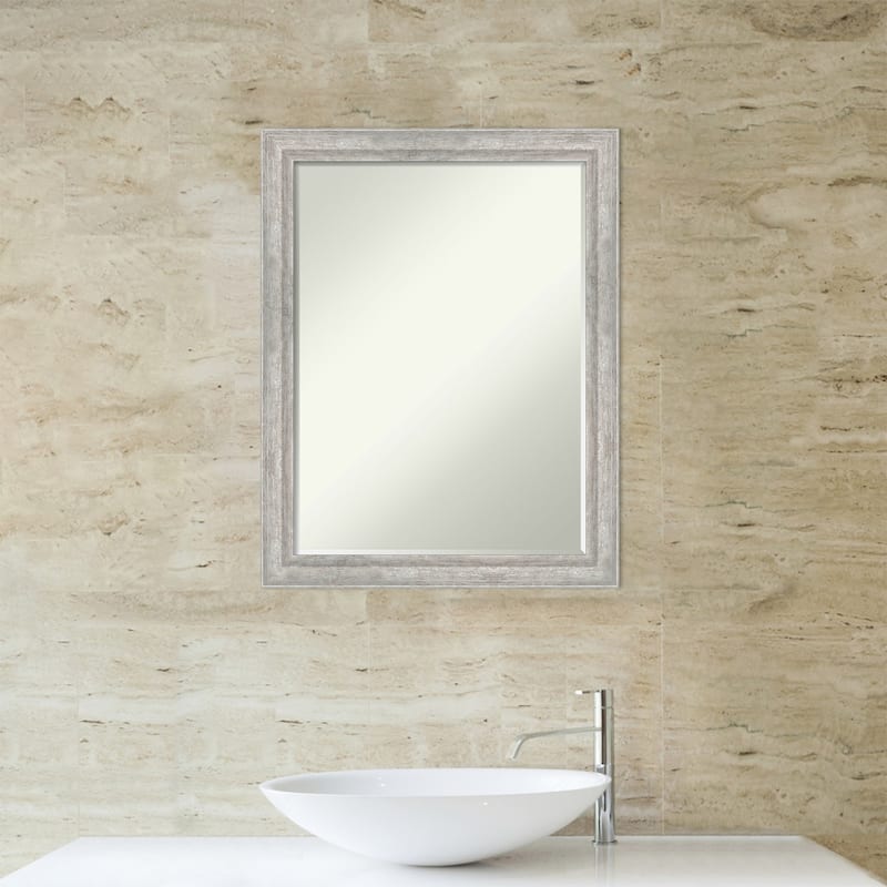 Angled Half-Inch-Bevel Wood Framed Bathroom Vanity Wall Mirror - Glass Size 18x24