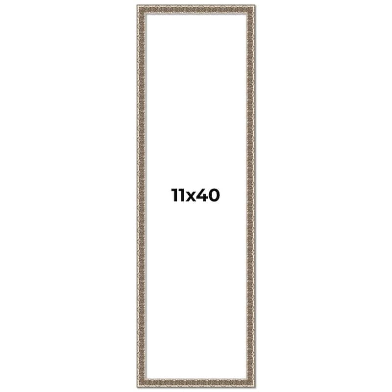 11x40 Frame Silver Versailles Ornate Solid Wood Picture Frame | 1 Inch