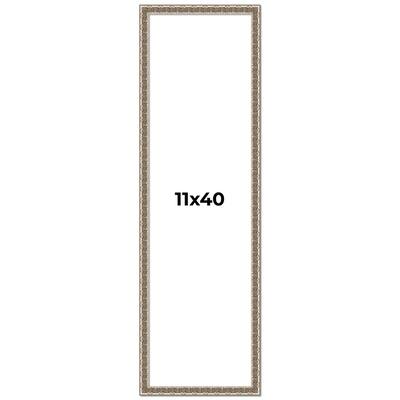 11x40 Frame Silver Versailles Ornate Solid Wood Picture Frame | 1 Inch