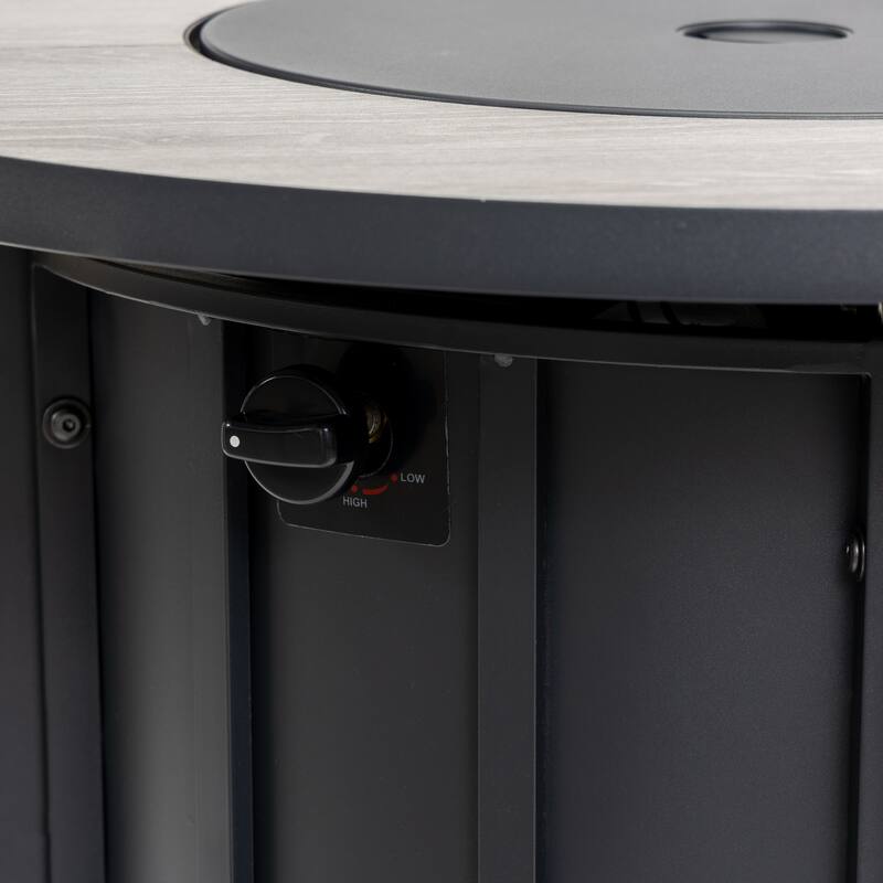 Anmytek 30" Propane Round Outdoor Fire Pit Table - Steel with Wood Grain Ceramic Top