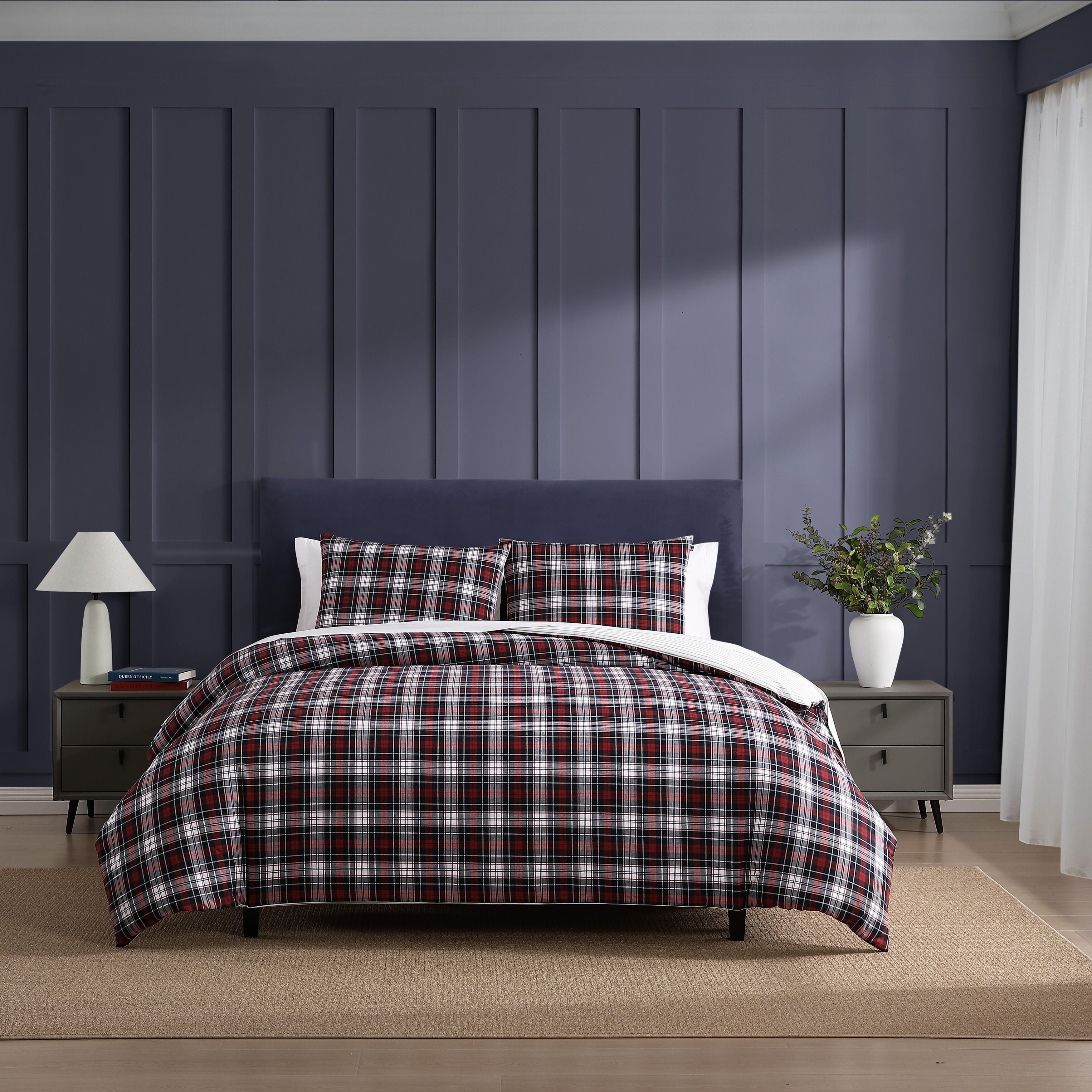 Tommy Hilfiger Essential Tartan Cotton Red Duvet Cover Set